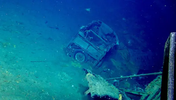 1941 Ford Woody Found Aboard WWII Aircraft Carrier Resting More Than 17,000 Feet Below the Pacific