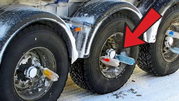 Why Truck Drivers Sometimes Attach Empty Plastic Bottles to Their Wheels