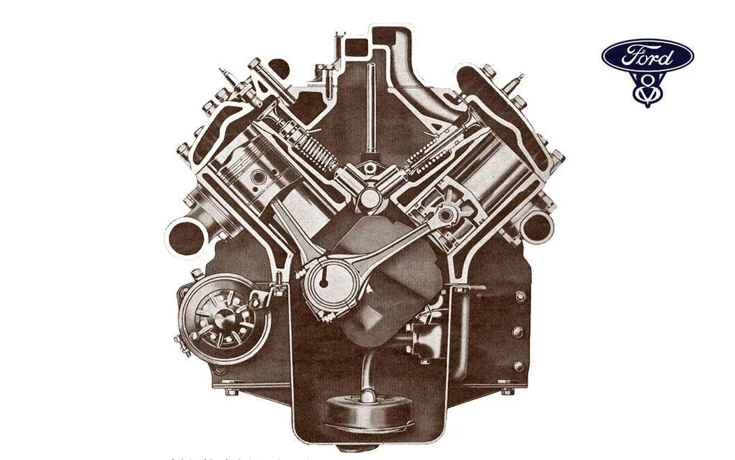 Cross-section of a Ford V8 engine