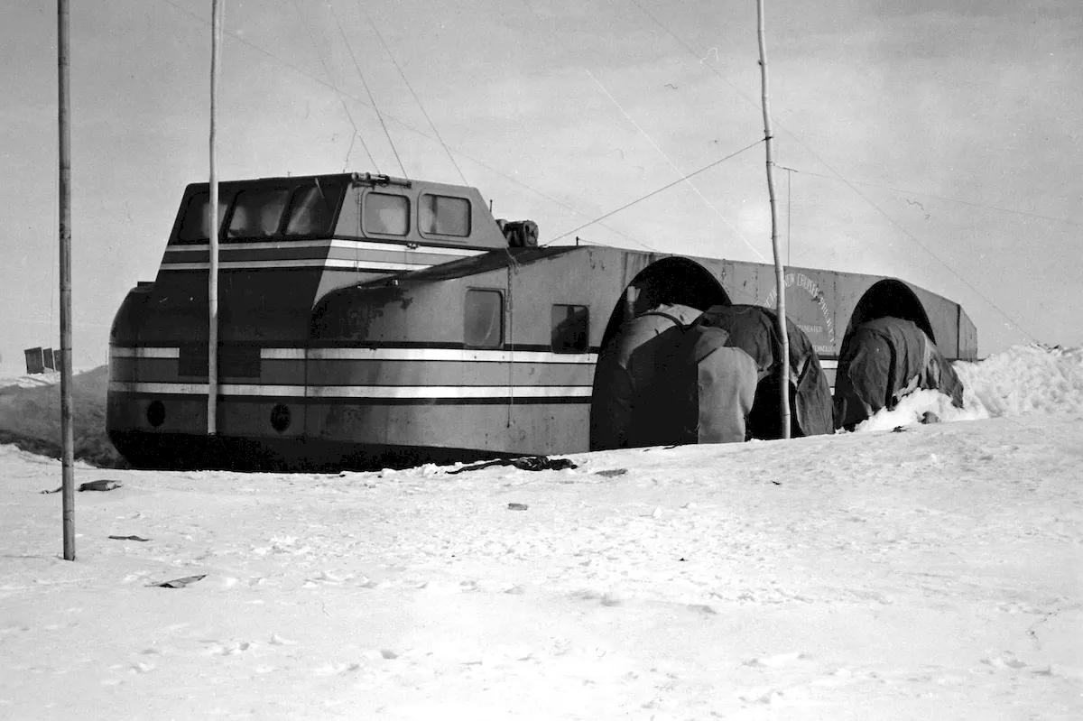 The abandoned Antarctic Snow Cruiser on December 22, 1940.
