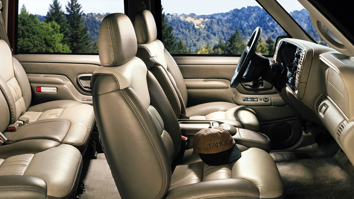 The first-generation Chevrolet Tahoe offered a fairly high level of comfort, especially in the well-equipped LT trim, which included power-adjustable heated seats, a leather interior, air conditioning, cruise control, and more.