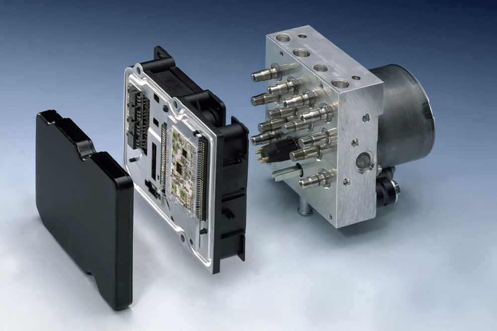 Typical hydraulic control unit for ABS + ESP brake system