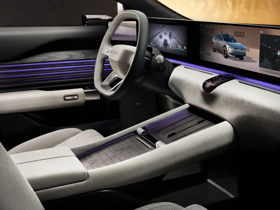 The interior boasts a high-tech design focused on comfort: soft lighting, natural materials, hidden vents, and even an air fragrance function.