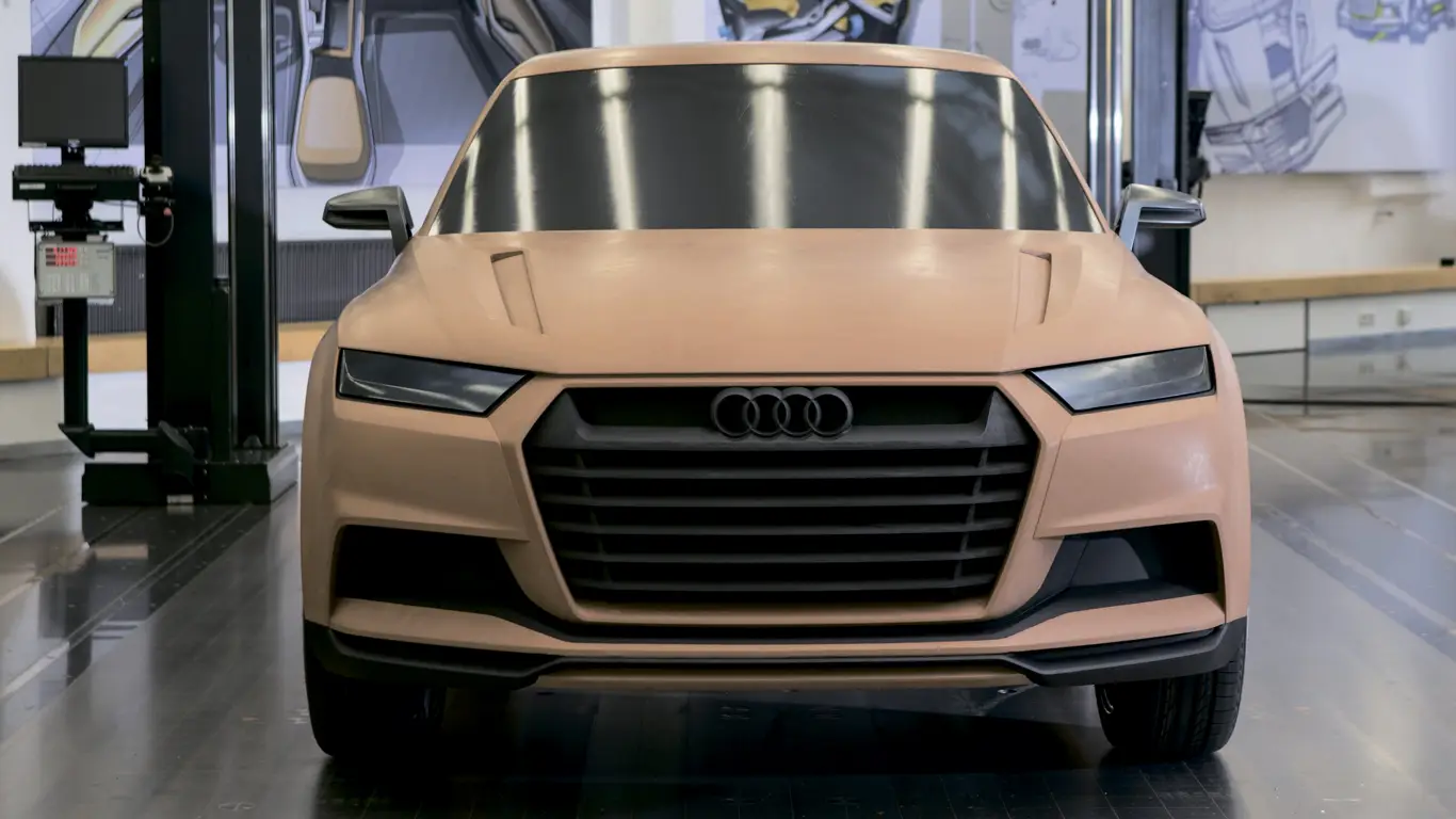 A clay model of an Audi