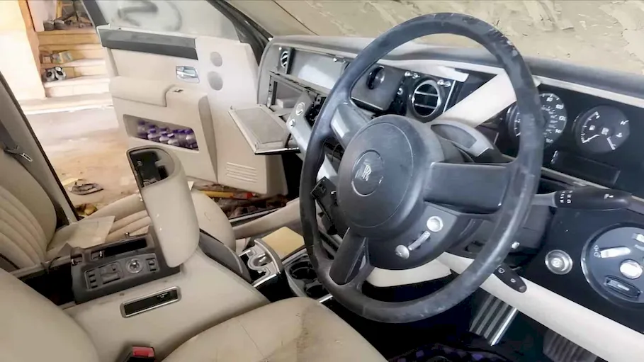 Interior of the abandoned Rolls-Royce Phantom