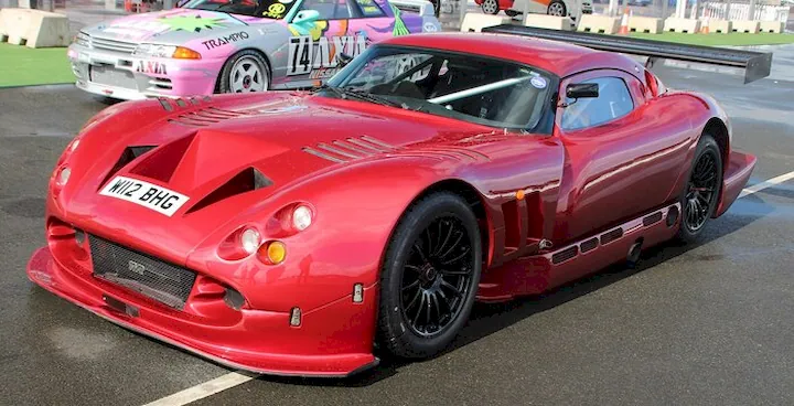 The TVR Cerbera Speed 12 is equipped with a 7.7-liter V12 engine.
