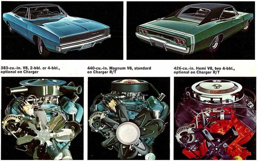 The 440 Magnum V8 was available as standard on the RT version